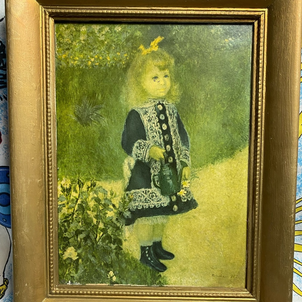 Vintage A Girl with a Watering Can Reproduction Framed Art by Renoir - Picture 1 of 9
